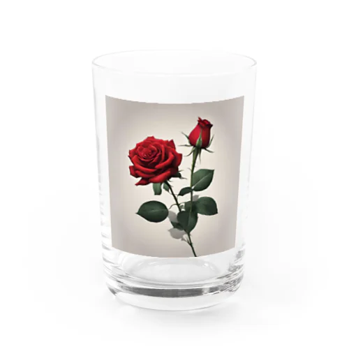 1本の赤い薔薇のイラストグッズ Water Glass