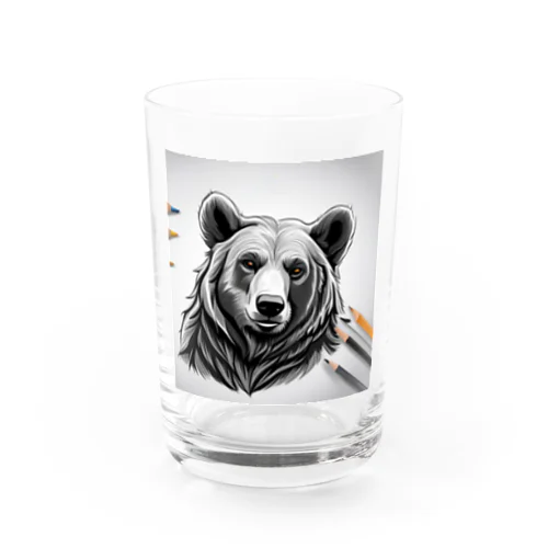 えんぴつ絵の熊のグッツ Water Glass