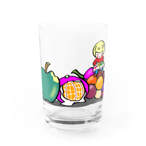 秋の果物三種盛と子ども Water Glass