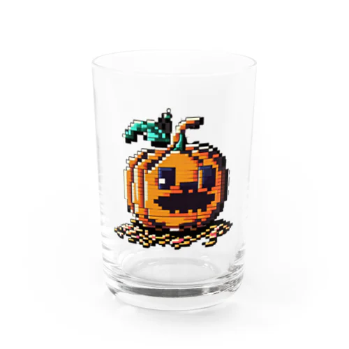 ドット絵のハロウィンかぼちゃのおばけ Water Glass