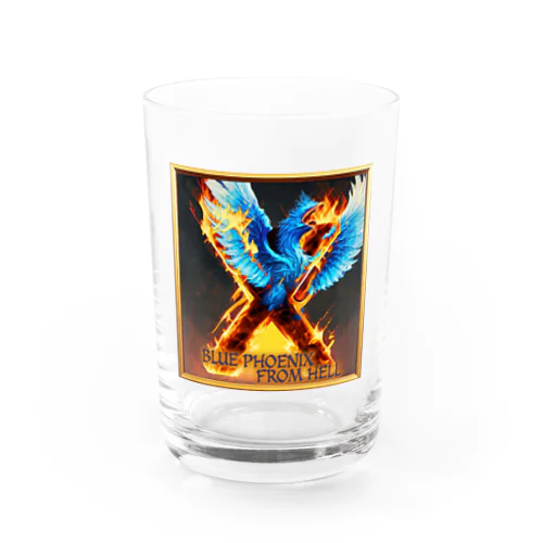 BLUE PHOENIX FROM HELL Water Glass
