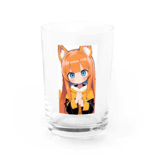 キュートなオレンジ髪のキツネの女子 Water Glass