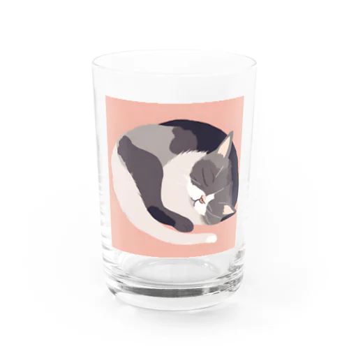 寝ている猫のイラスト Water Glass