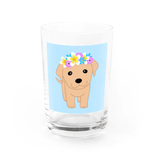 ハワイの犬 水色  Hawaiian Dog Light Blue Water Glass