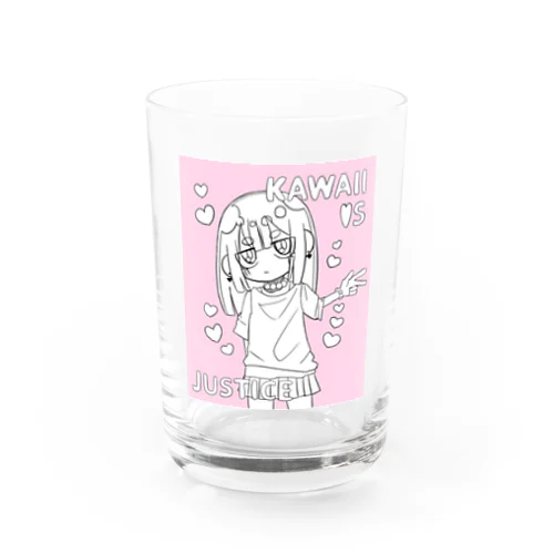 KAWAII女の子（桃色） Water Glass