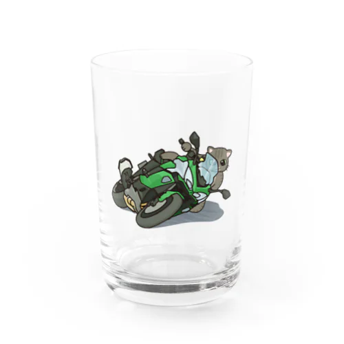 バイクを乗りこなす猫 Water Glass