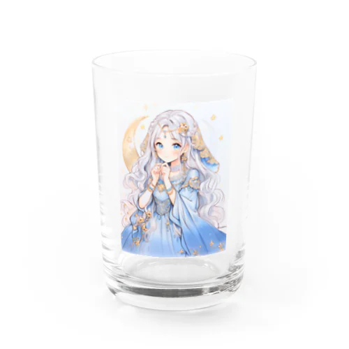 月の光のように輝く銀髪の妖精の王女 Water Glass