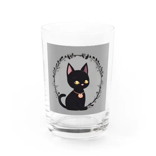 かわいい黒猫 Water Glass