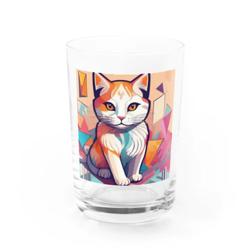 額に模様のある猫 Water Glass