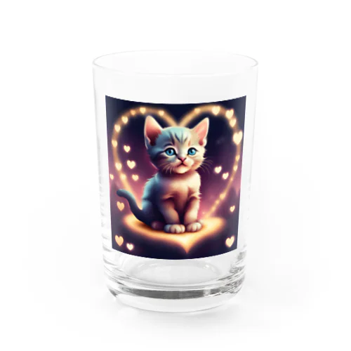 キラキラハートの子猫ちゃん Water Glass