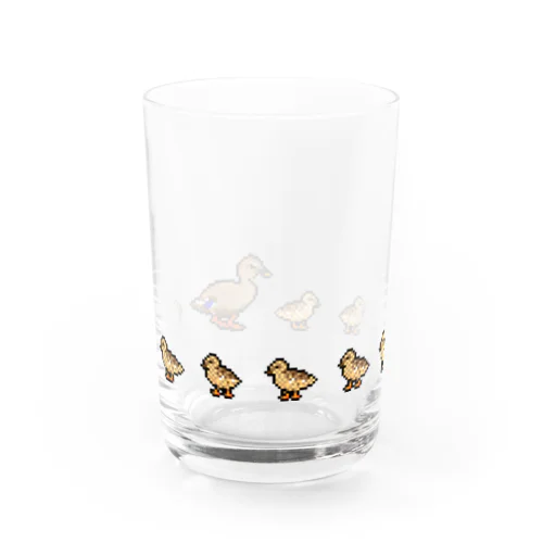 ドット絵カルガモ親子の行列 Water Glass