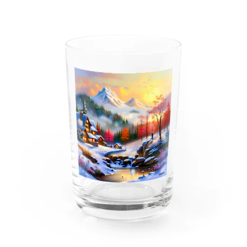 幻想的な雪景色のグッズ Water Glass