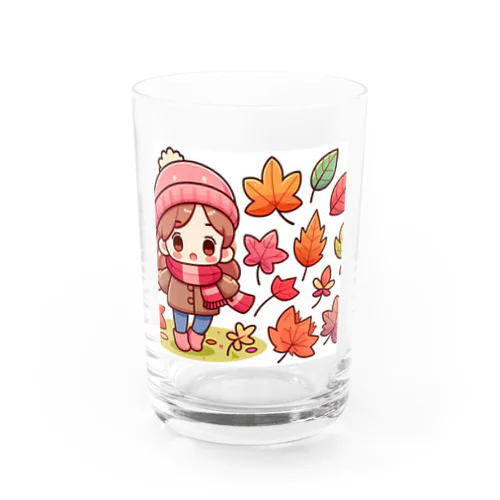 落ち葉の可愛いイラスト Water Glass