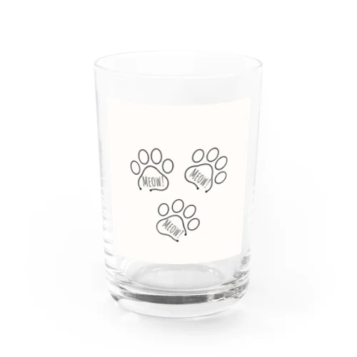 猫ちゃん肉球足あと Meow! Water Glass