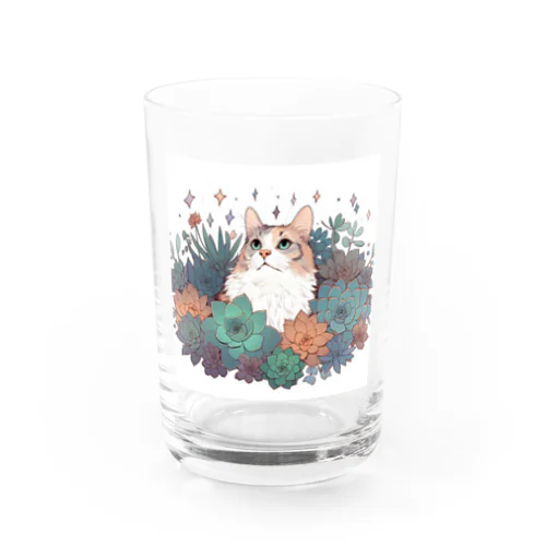 猫と多肉 Water Glass