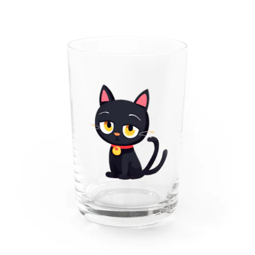 見つめる黒猫 Water Glass