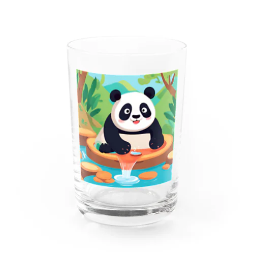 温泉を楽しむパンダイラストのグッズ Water Glass