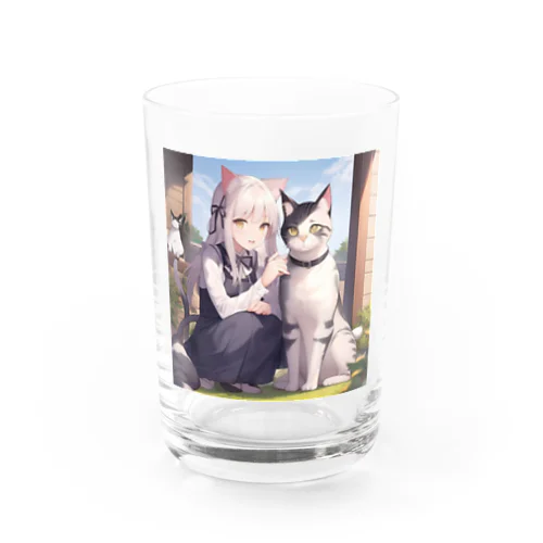 猫と猫耳少女 グラス
