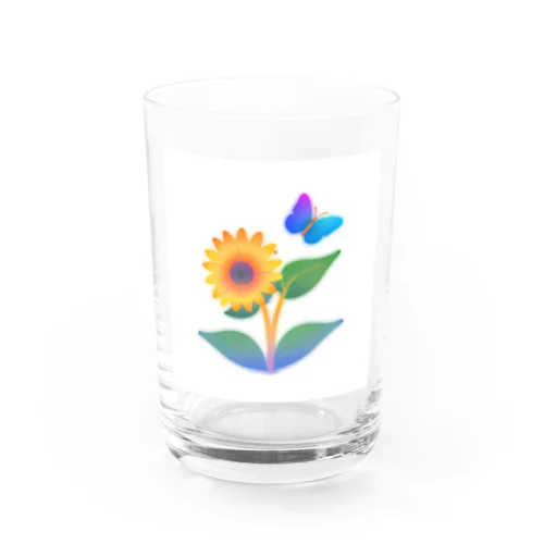 黄色花と蝶 Water Glass