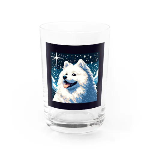 白い犬のドット絵 Water Glass