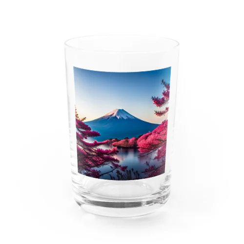 富士山と紅葉、そして湖のグッズ Water Glass