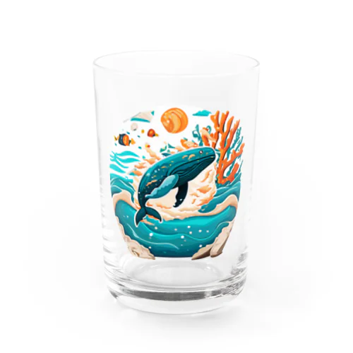 ダイナミックに飛ぶクジラちゃん Water Glass