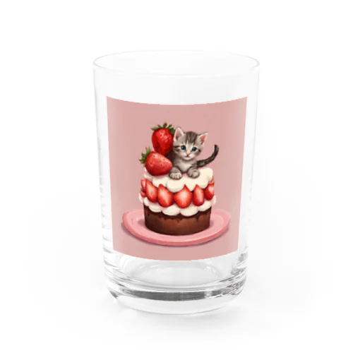 いちごケーキ猫 Water Glass