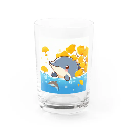 イチョウと海のイルカ Water Glass