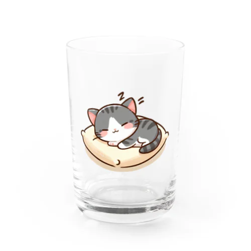 眠れるクッション上のにゃんこ💞 Water Glass