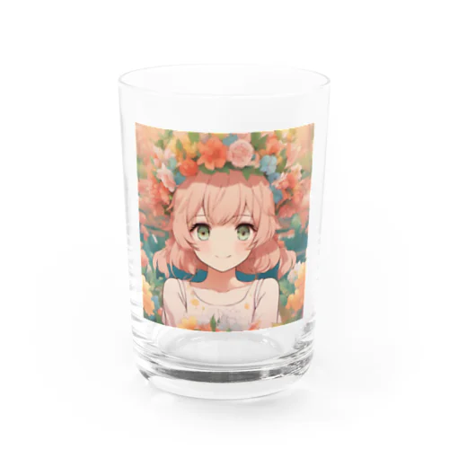  花咲く彼方の美少女のアートコレクションBeauty Amidst Blossoms - Girl's Art Collection Water Glass