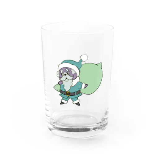 鼻ペチャクリスマス　黒パグ　 Water Glass