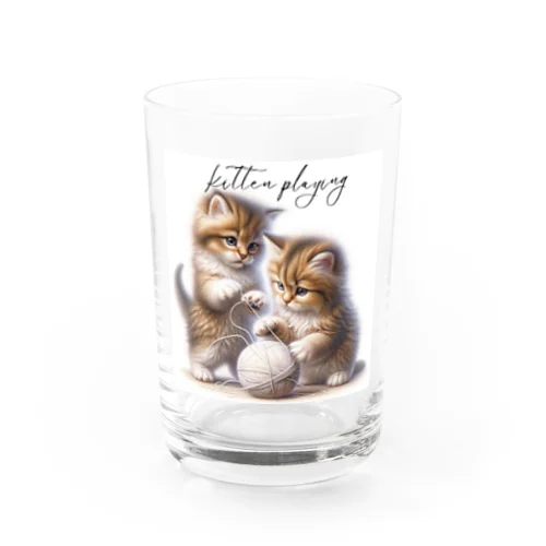 毛糸玉と子猫 Water Glass