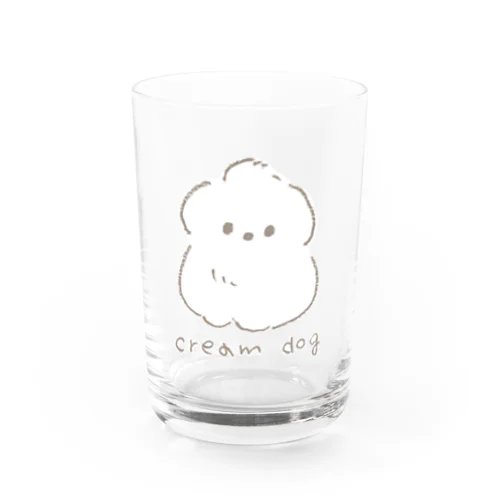 cream dog Water Glass