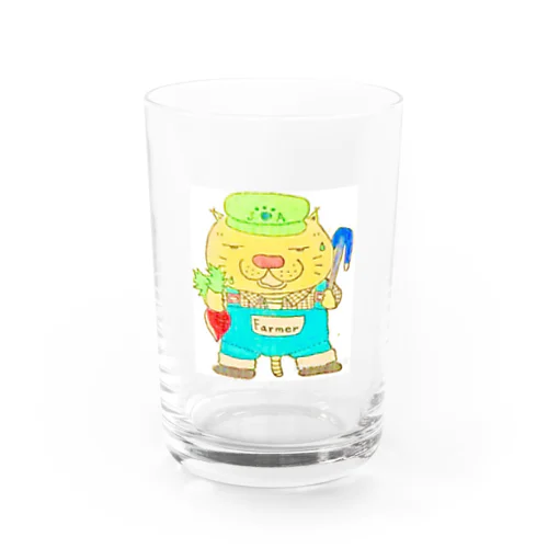 可愛い猫の農家さん Water Glass