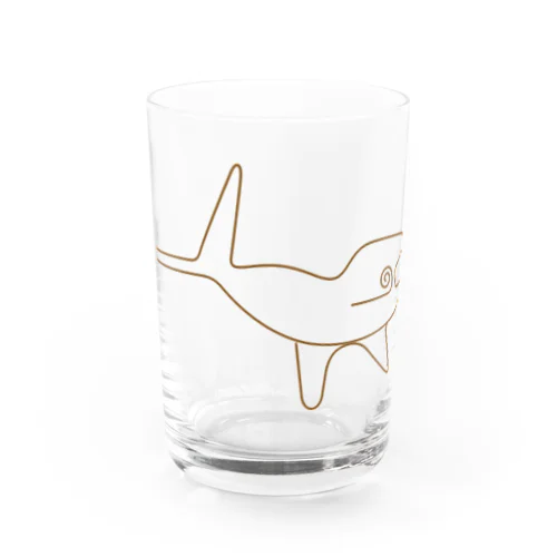 ナスカの地上絵風のクジラ Water Glass