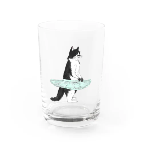 バレリーナ黒ぶち猫 Water Glass