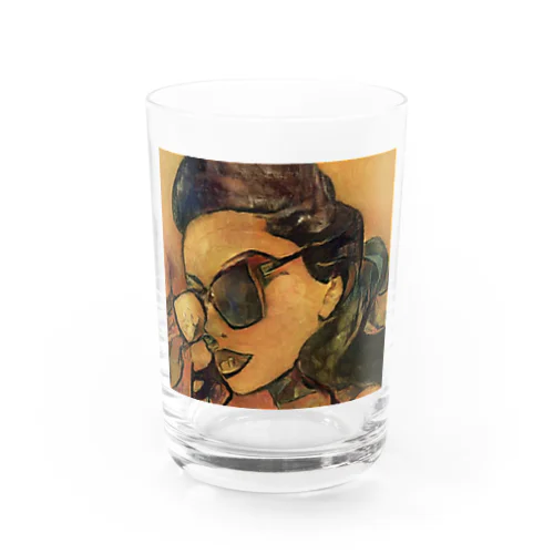 油絵風サングラスの女性 Water Glass