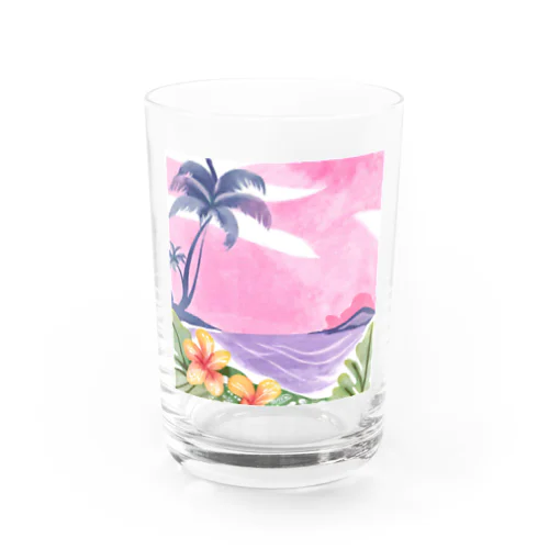 Hawaii　海とハイビスカス Water Glass