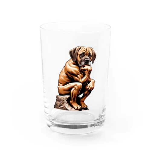 【Thinks】考える犬 Thinking Dog Water Glass