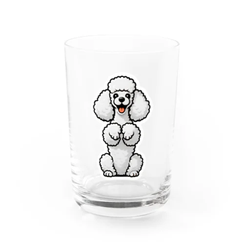 ホワイトカラーのプードル（ちんちんポーズ） Water Glass