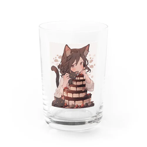 ネコちゃんとチョコレートケーキ Water Glass