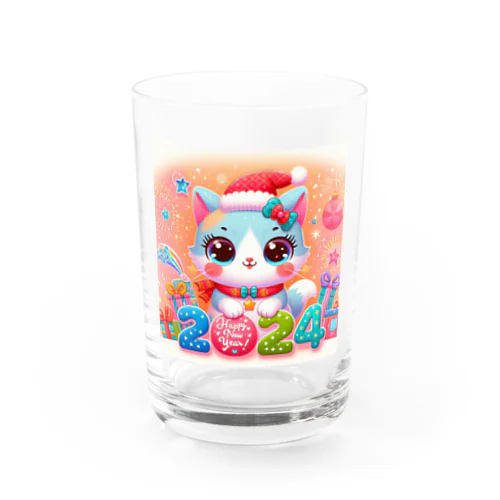 新年を迎える猫  2024 Water Glass