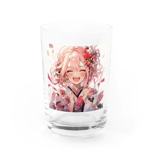 笑顔の花開き Water Glass