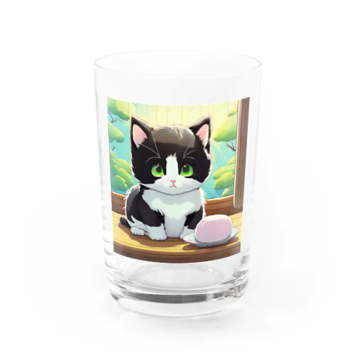 お餅と白黒猫 グラス