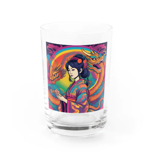 百万屋の双竜と巫女グッツ Water Glass