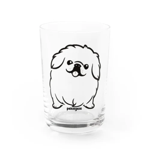 モノクロペキニーズちゃん Water Glass