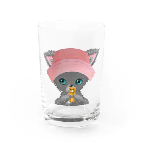 「帽子にゃんこ」クリア Water Glass