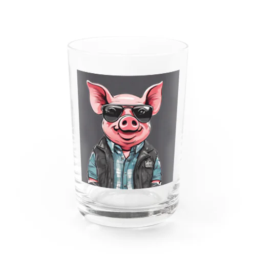 かっこいい豚 Water Glass