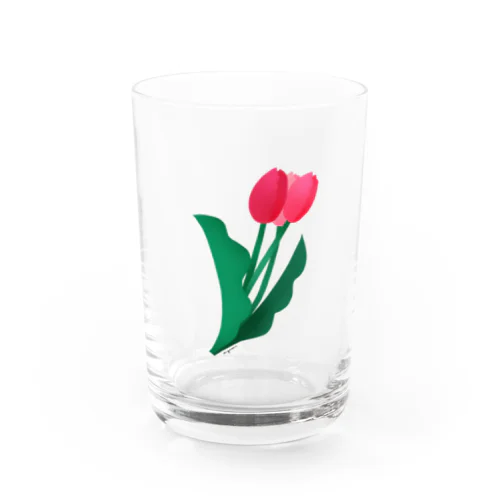 ポップな春色チューリップ Water Glass