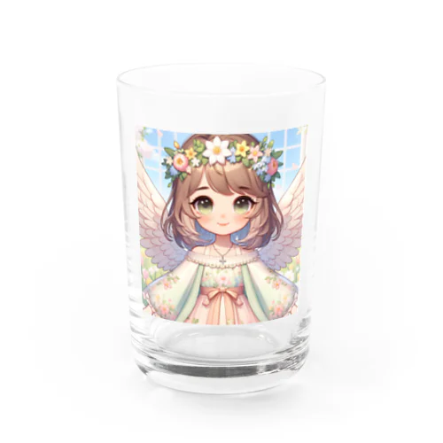 春の使者：花冠を纏う天使の微笑み Water Glass